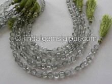 Green Apatite Quartz Faceted Coin Beads
